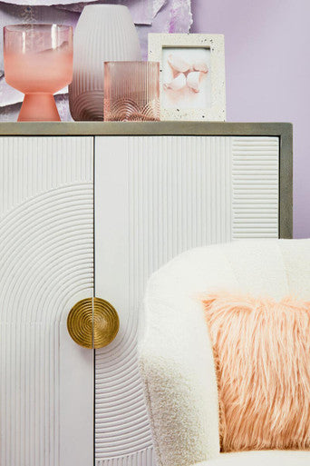 Cream and Grey Mango Wood Two Door Cabinet | Sareel
