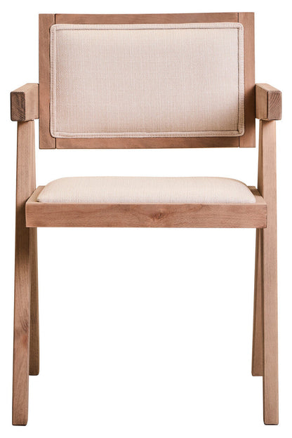 Ivory Fabric and Grey Wash Beech Wood Dining Chair | Cebu