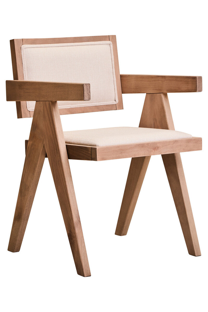 Ivory Fabric and Grey Wash Beech Wood Dining Chair | Cebu