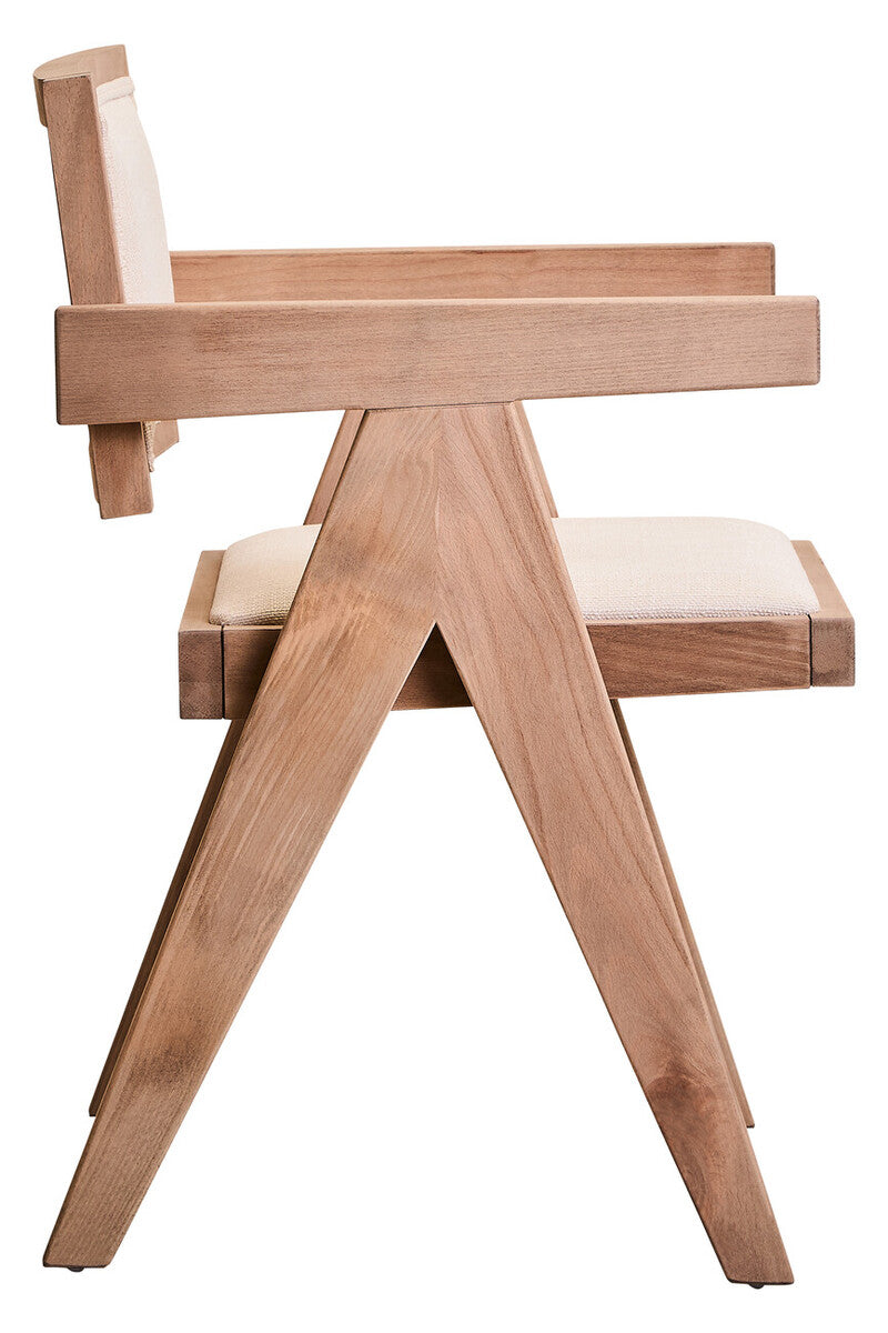 Ivory Fabric and Grey Wash Beech Wood Dining Chair | Cebu