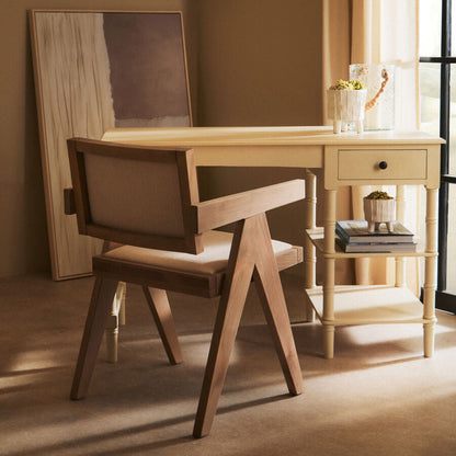 Ivory Fabric and Grey Wash Beech Wood Dining Chair | Cebu