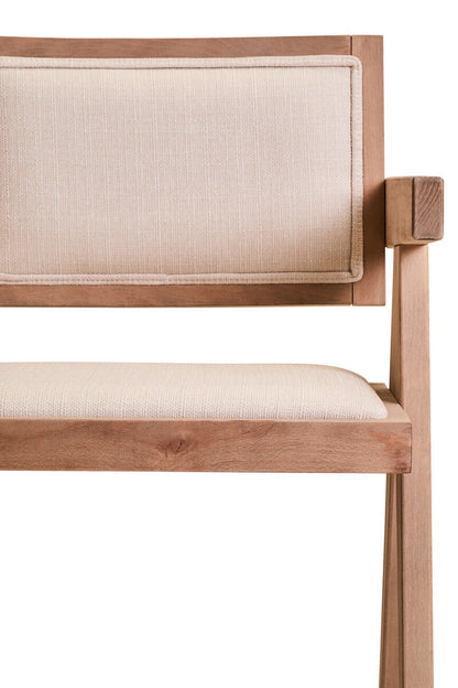 Ivory Fabric and Grey Wash Beech Wood Dining Chair | Cebu