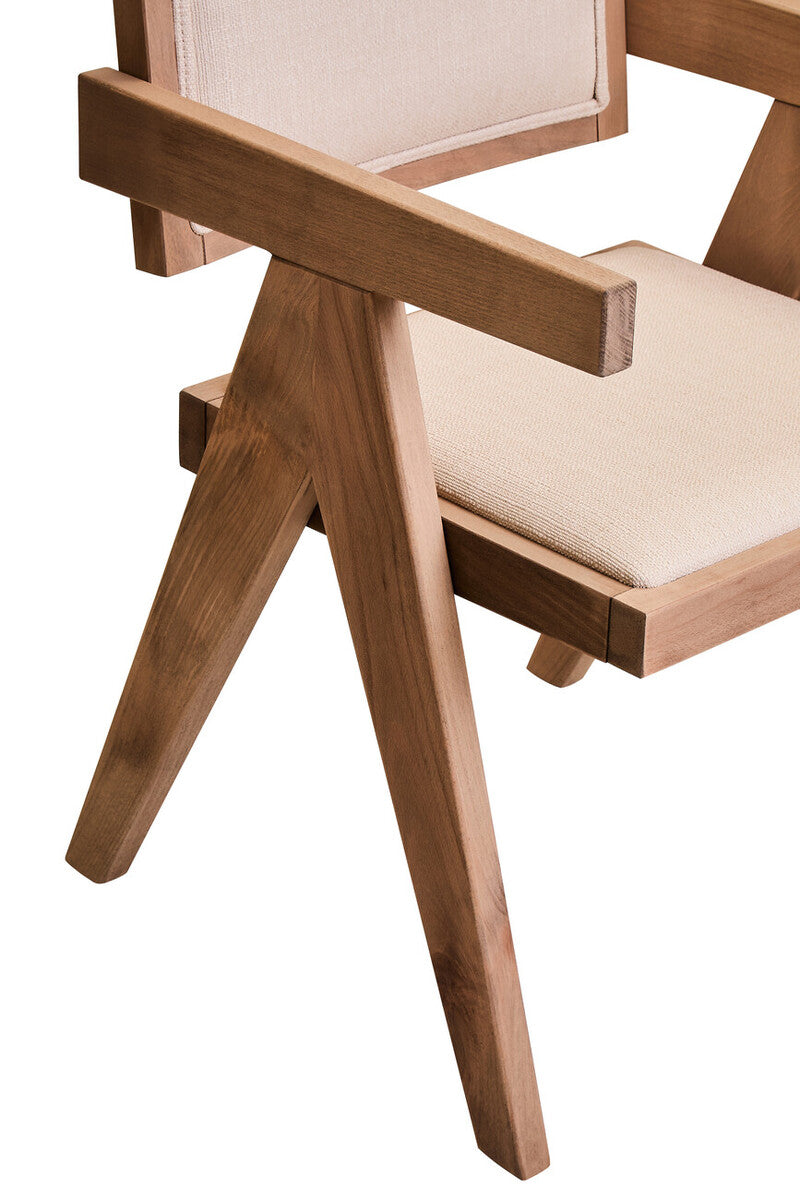 Ivory Fabric and Grey Wash Beech Wood Dining Chair | Cebu