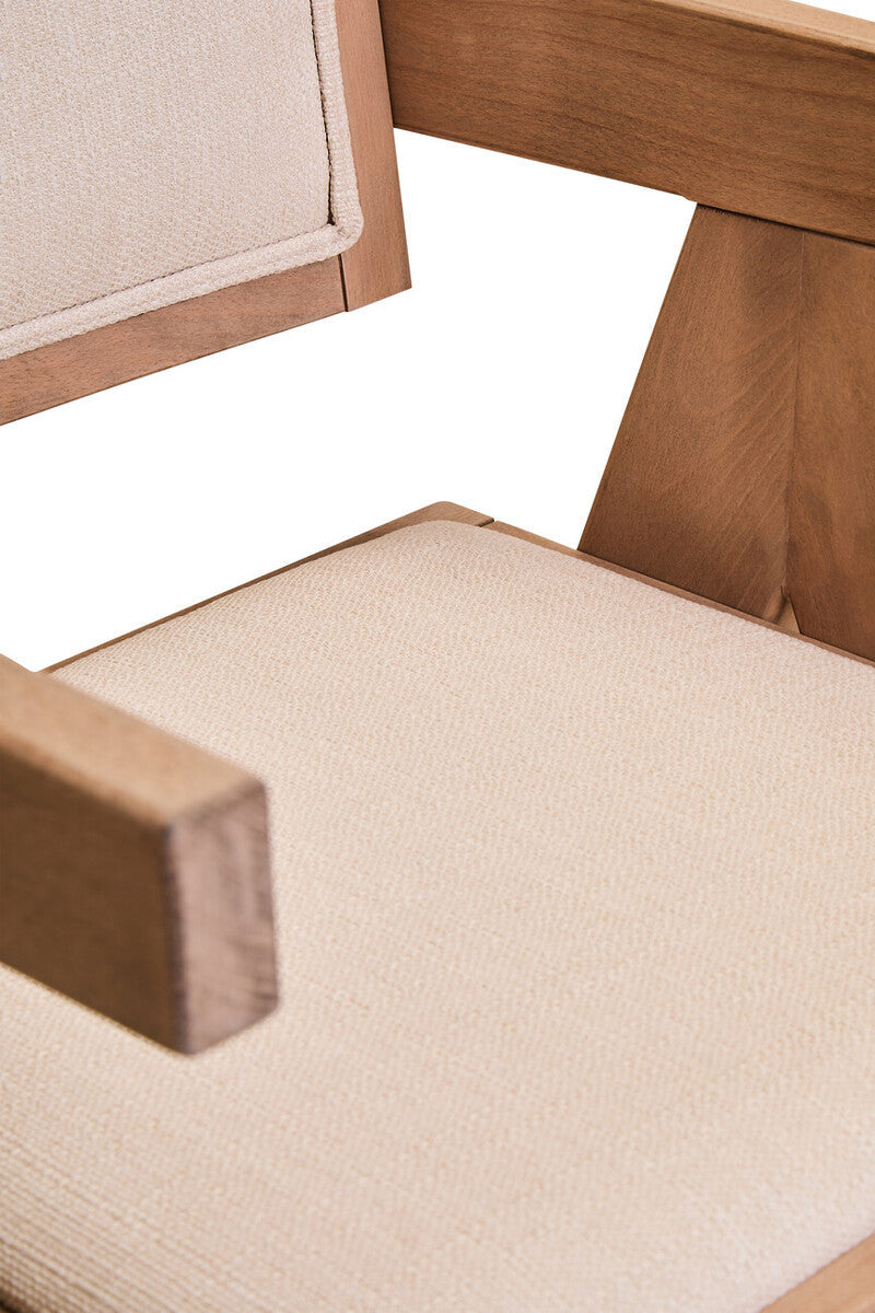 Ivory Fabric and Grey Wash Beech Wood Dining Chair | Cebu