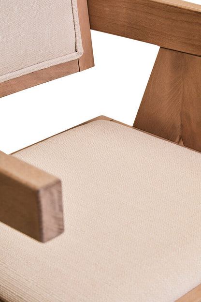 Ivory Fabric and Grey Wash Beech Wood Dining Chair | Cebu