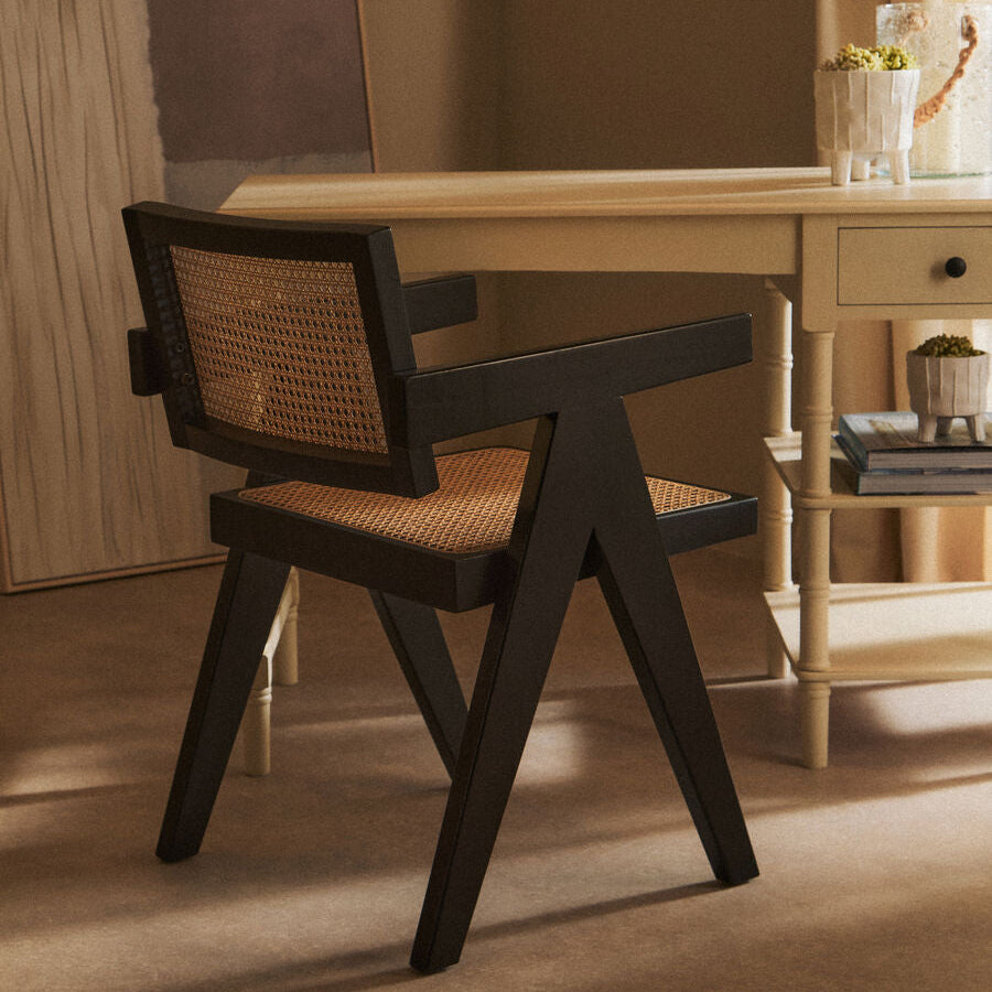 Natural Cane and Black Beech Wood Dining Chair | Cebu