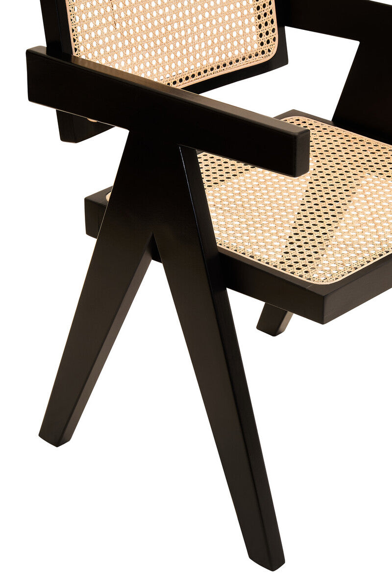 Natural Cane and Black Beech Wood Dining Chair | Cebu