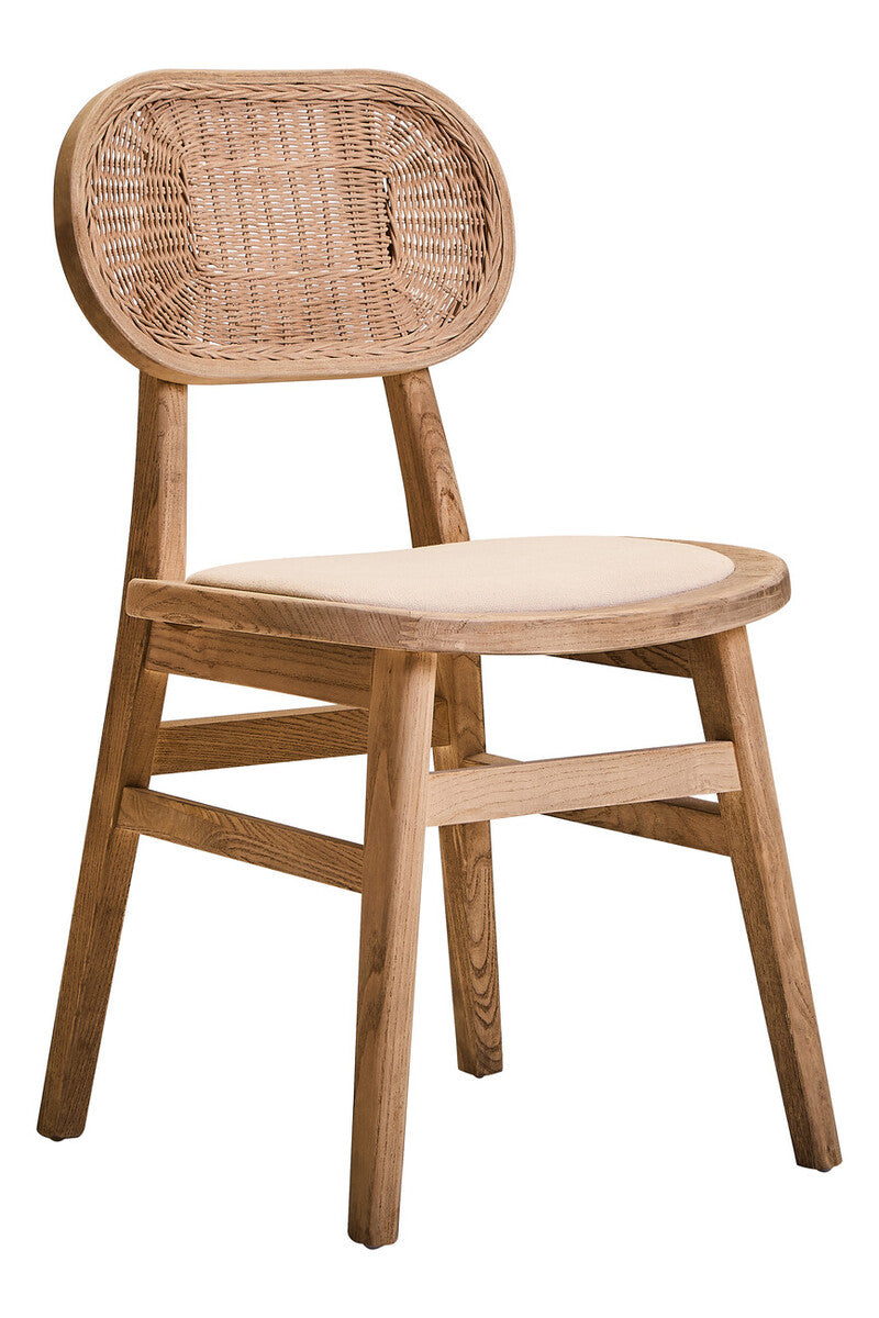 Beige Fabric and Grey Wash Elm Wood Dining Chair | Cebu