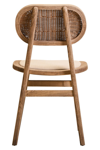 Beige Fabric and Grey Wash Elm Wood Dining Chair | Cebu