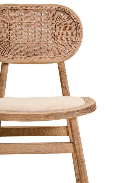 Beige Fabric and Grey Wash Elm Wood Dining Chair | Cebu