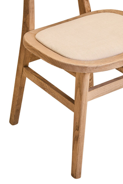 Beige Fabric and Grey Wash Elm Wood Dining Chair | Cebu