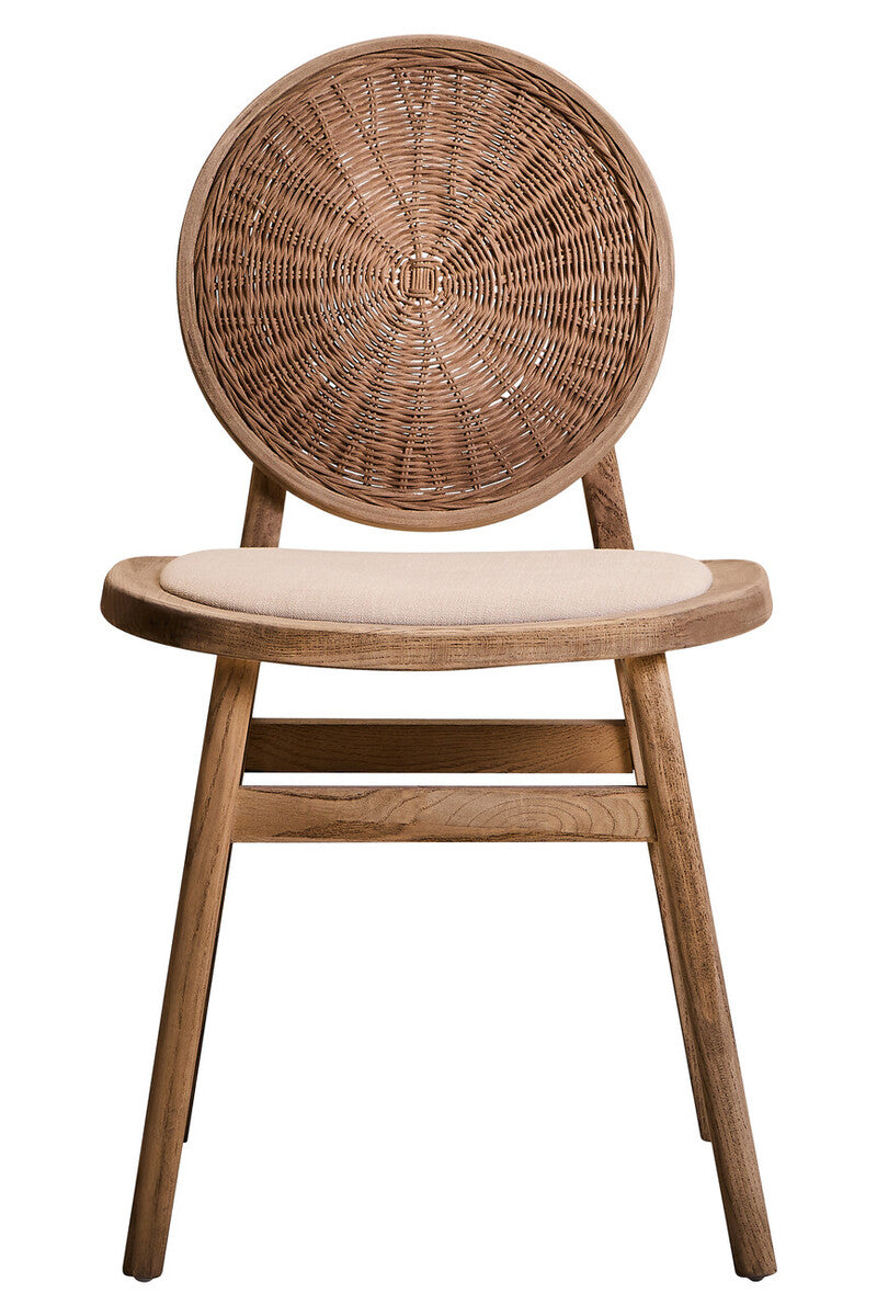 Beige Fabric and White Wash Elm Wood Dining Chair | Cebu