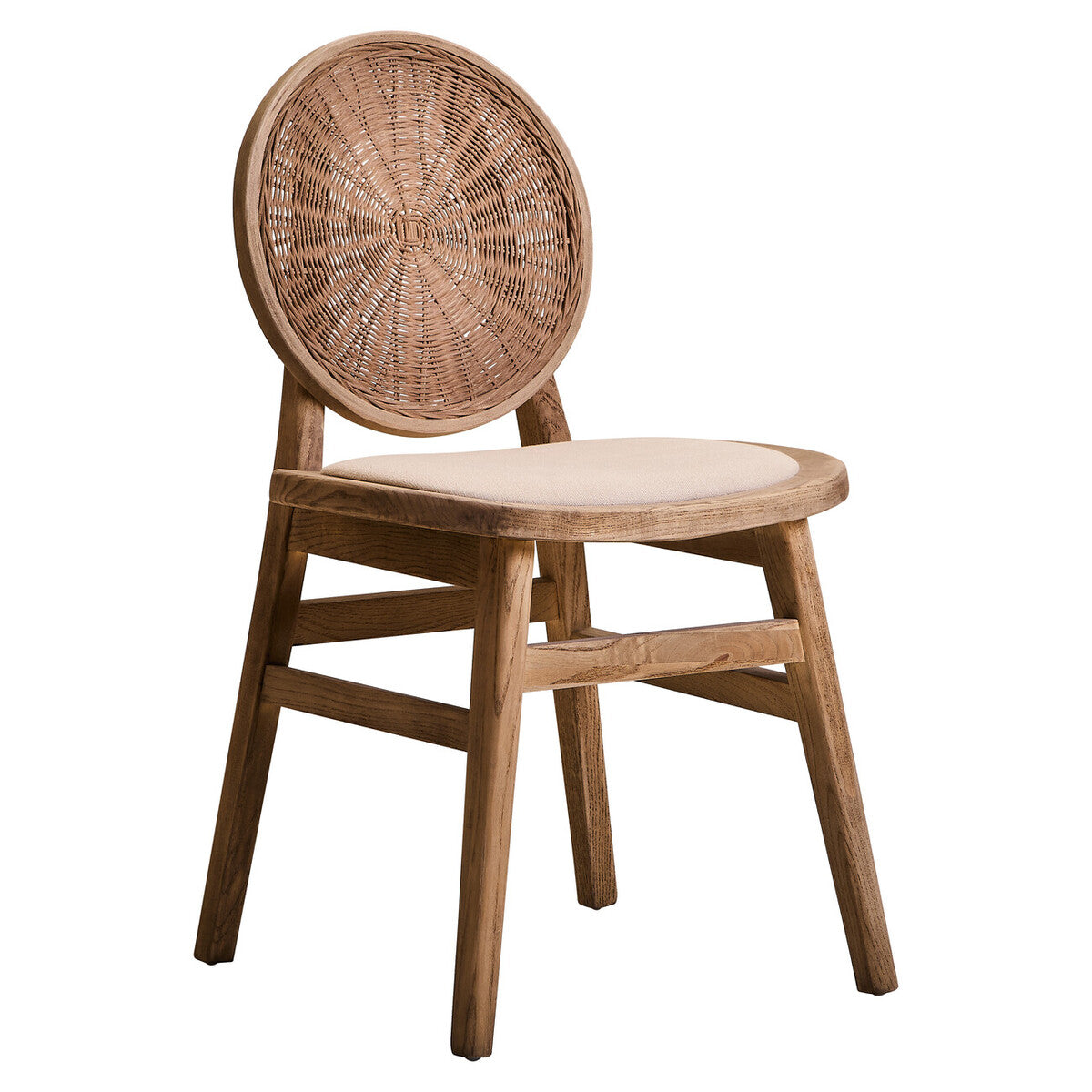 Beige Fabric and White Wash Elm Wood Dining Chair | Cebu