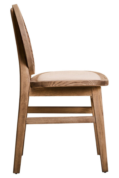 Beige Fabric and White Wash Elm Wood Dining Chair | Cebu