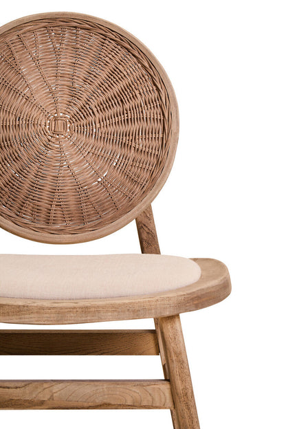 Beige Fabric and White Wash Elm Wood Dining Chair | Cebu