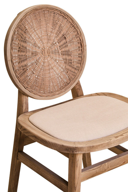 Beige Fabric and White Wash Elm Wood Dining Chair | Cebu