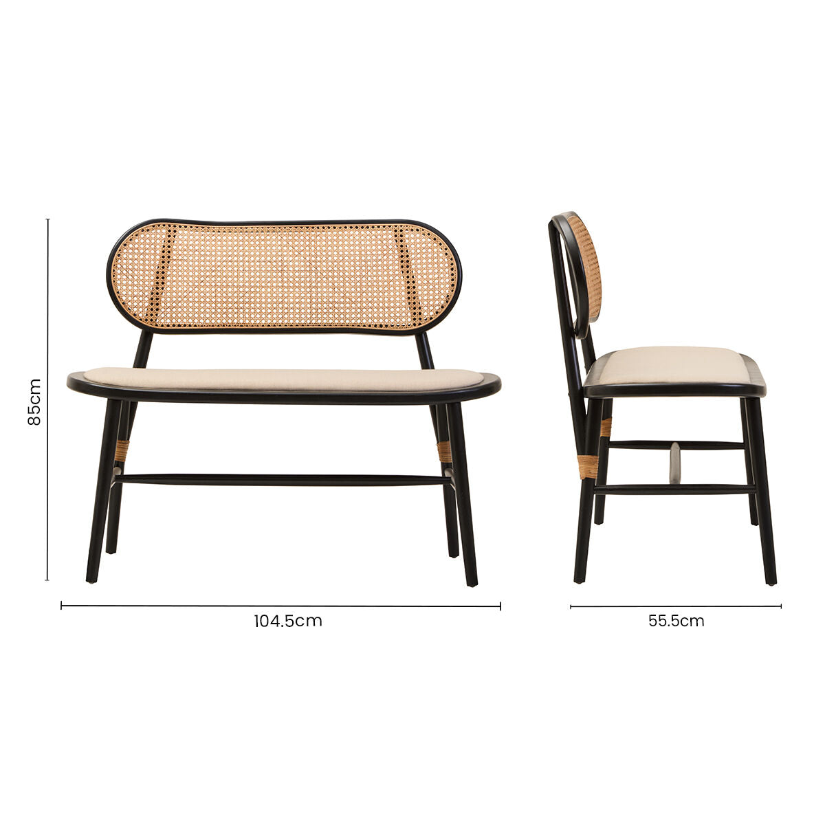 Cebu Natural Cane Bench with Cane Back