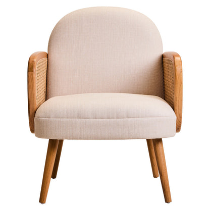 Cebu Ivory Fabric Chair with Curved Back