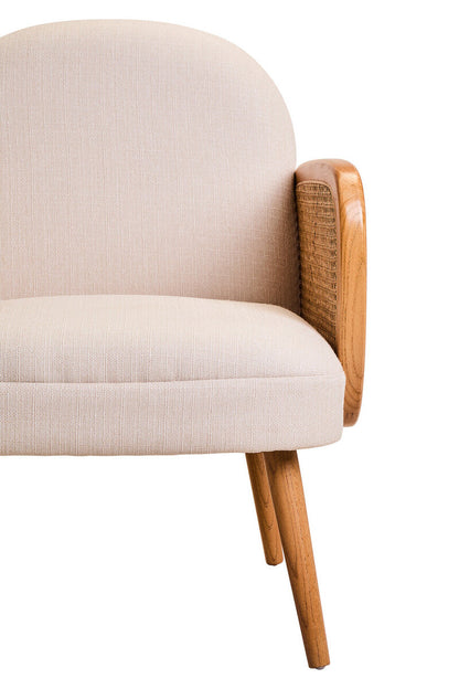Cebu Ivory Fabric Chair with Curved Back