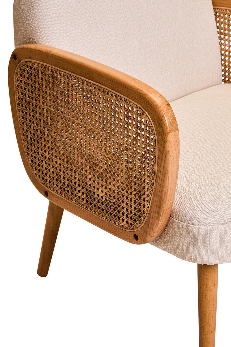 Cebu Ivory Fabric Chair with Curved Back