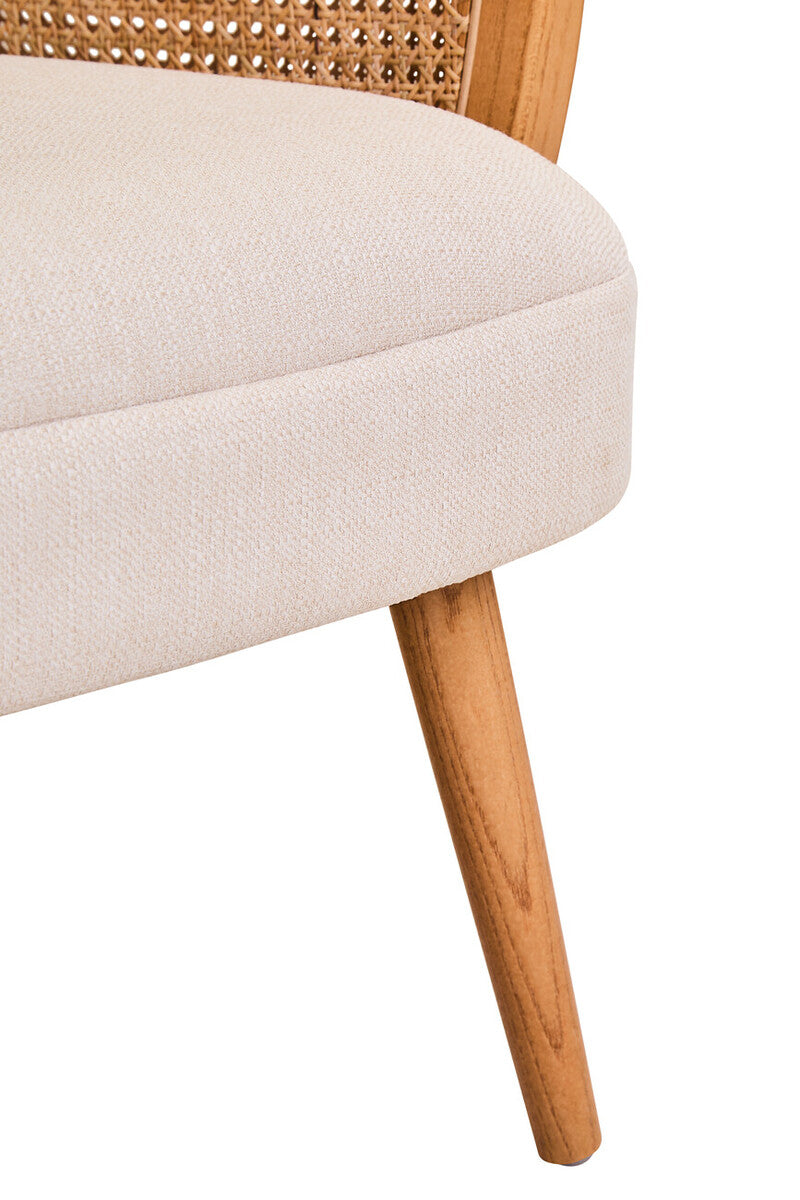 Cebu Ivory Fabric Chair with Curved Back