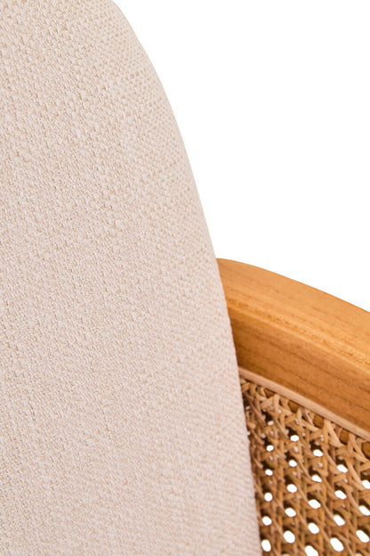 Cebu Ivory Fabric Chair with Curved Back