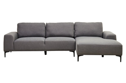 3 Seater Grey Fabric Right Chaise Sofa | Toulon
