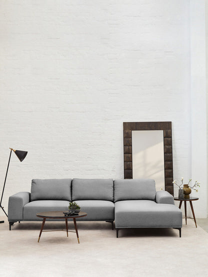 3 Seater Grey Fabric Right Chaise Sofa | Toulon