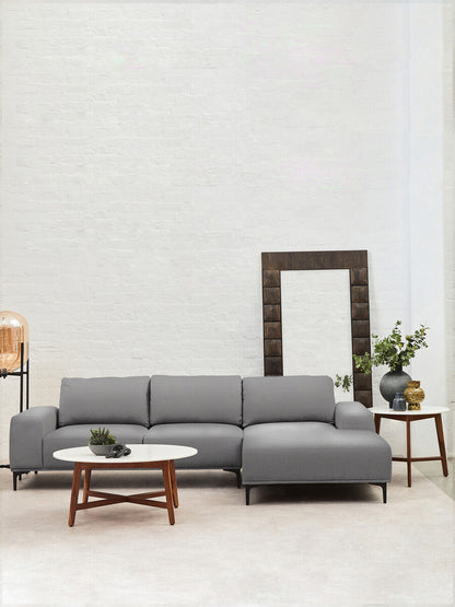 3 Seater Grey Fabric Right Chaise Sofa | Toulon