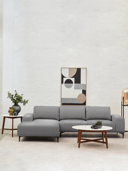 3 Seater Grey Fabric Right Chaise Sofa | Toulon