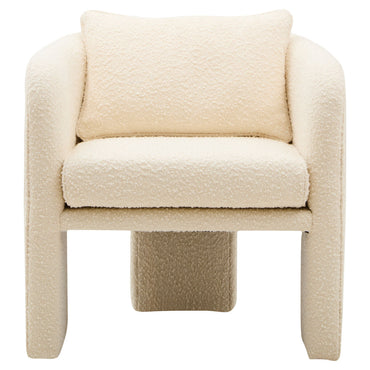 Ozzero Ivory Boucle Curved Armchair with Matching Cushion