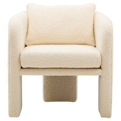 Ozzero Ivory Boucle Curved Armchair with Matching Cushion