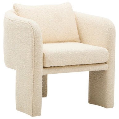 Ozzero Ivory Boucle Curved Armchair with Matching Cushion