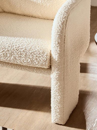 Ozzero Ivory Boucle Curved Armchair with Matching Cushion