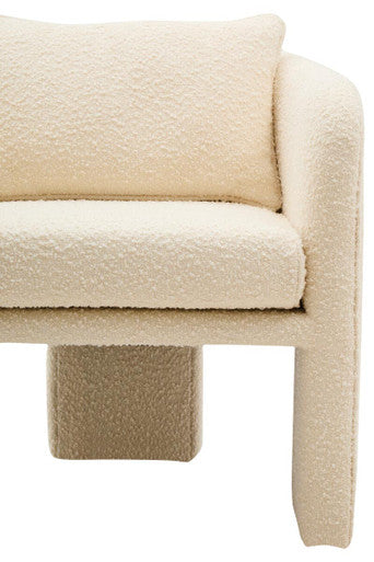 Ozzero Ivory Boucle Curved Armchair with Matching Cushion