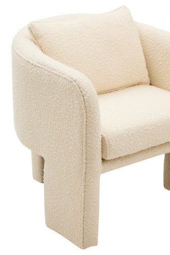Ozzero Ivory Boucle Curved Armchair with Matching Cushion