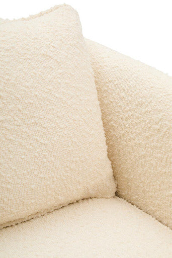 Ozzero Ivory Boucle Curved Armchair with Matching Cushion