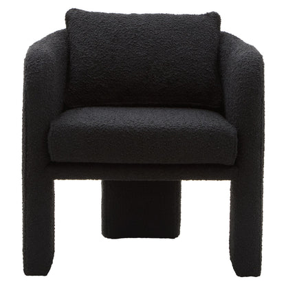Ozzero Black Boucle Curved Armchair with Matching Cushion