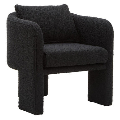 Ozzero Black Boucle Curved Armchair with Matching Cushion