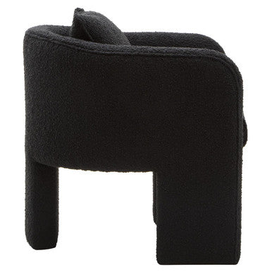 Ozzero Black Boucle Curved Armchair with Matching Cushion