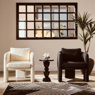 Ozzero Black Boucle Curved Armchair with Matching Cushion