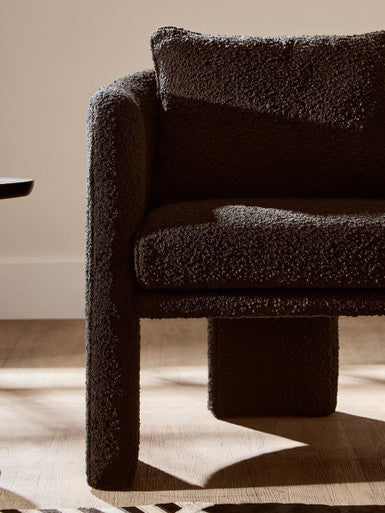 Ozzero Black Boucle Curved Armchair with Matching Cushion