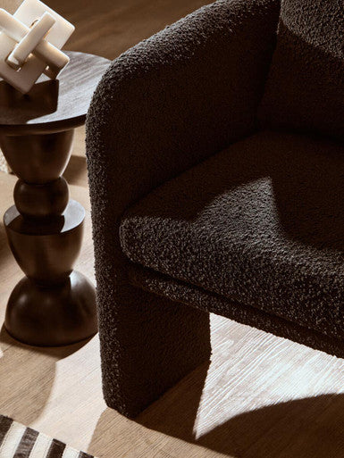 Ozzero Black Boucle Curved Armchair with Matching Cushion