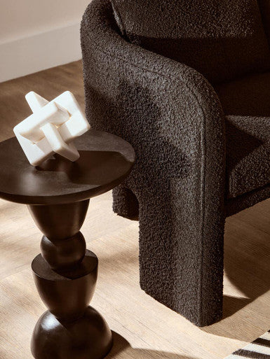 Ozzero Black Boucle Curved Armchair with Matching Cushion