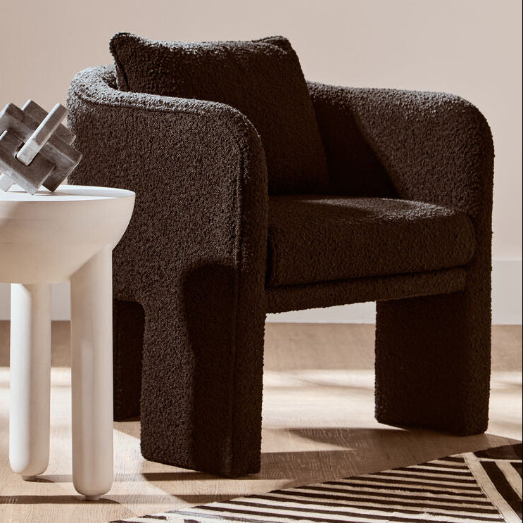 Ozzero Black Boucle Curved Armchair with Matching Cushion