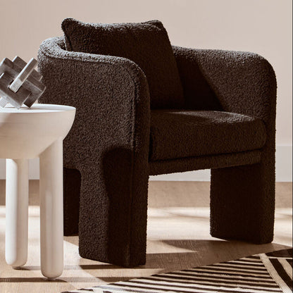 Ozzero Black Boucle Curved Armchair with Matching Cushion