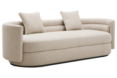 3 Seater Ivory Linen Curved Sofa | Oratino