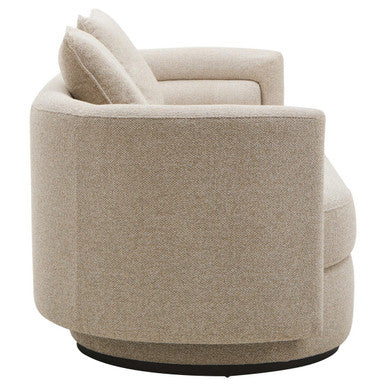 3 Seater Ivory Linen Curved Sofa | Oratino