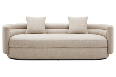 3 Seater Ivory Linen Fabric Curved Sofa | Oratino
