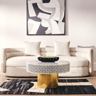 3 Seater Ivory Linen Curved Sofa | Oratino